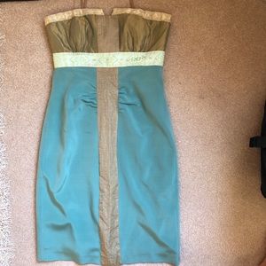 Nicole Miller Sea blue and metallic dress